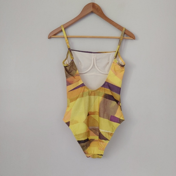 Rasurel Swimsuit One Piece Size Small Yellow Abstract Print - Picture 2 of 14
